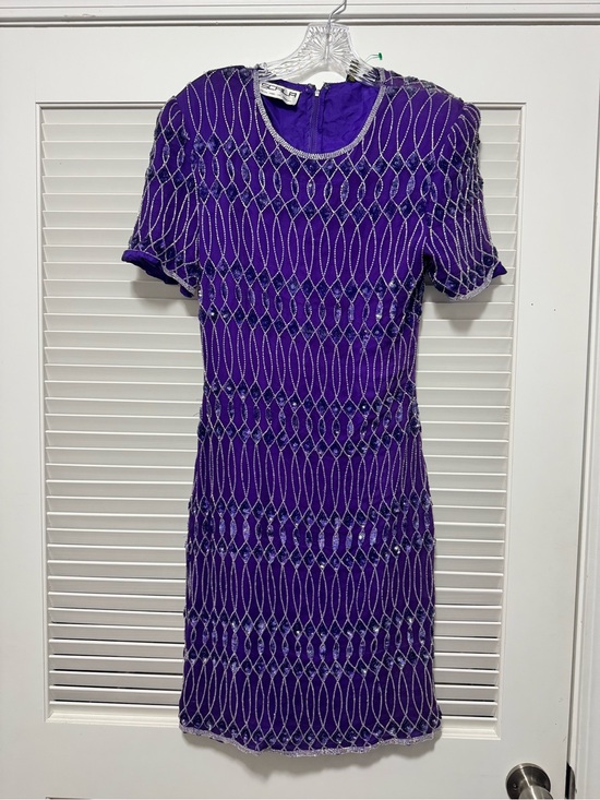 Scala Dresses & Skirts - Vintage Scala Beaded 100% Silk Purple Dress